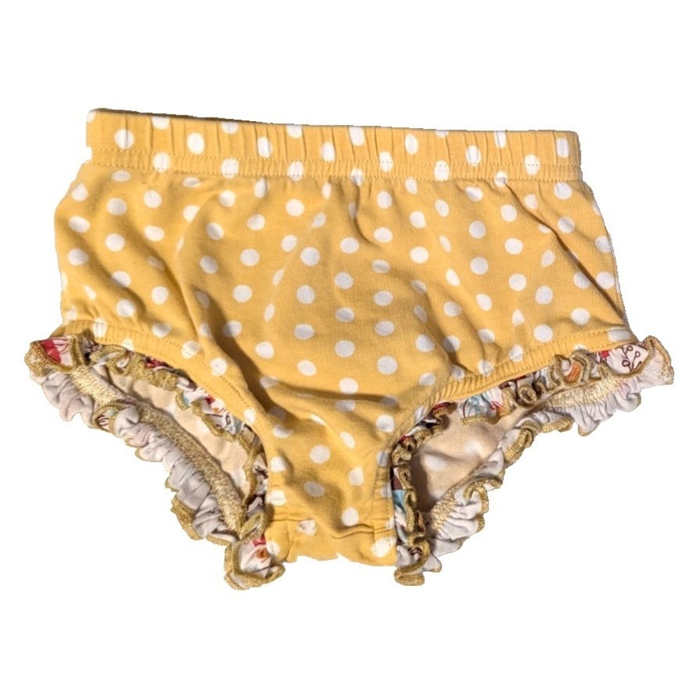Matilda Jane Once Upon A Time Down Down Down Yellow Polka Dot Diaper Cover 6-12M